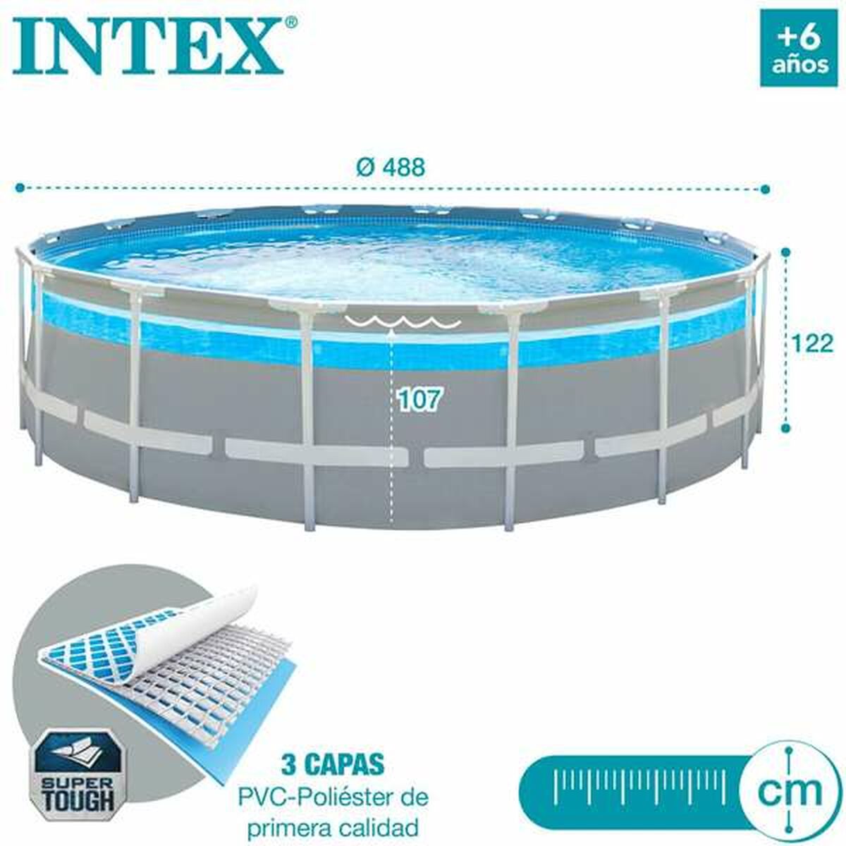 Piscina Rotonda con Depuratore Intex Clearview Prism Frame 488 x 122 cm 7 S2433404_5