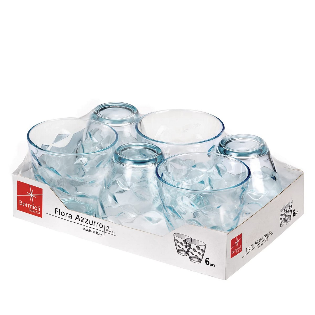 Set di Bicchieri Bormioli Rocco Flora Azzurro Vetro 260 ml 3 S2705688_1