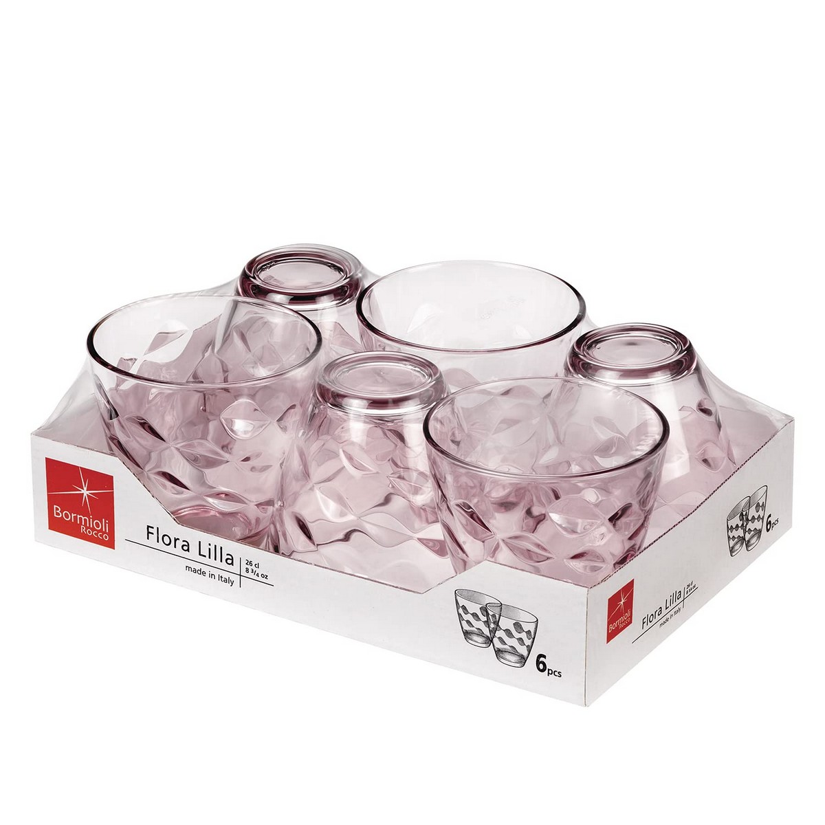 Set di Bicchieri Bormioli Rocco Flora Rosa Vetro 260 ml 6 Unità 3 S2705689_1