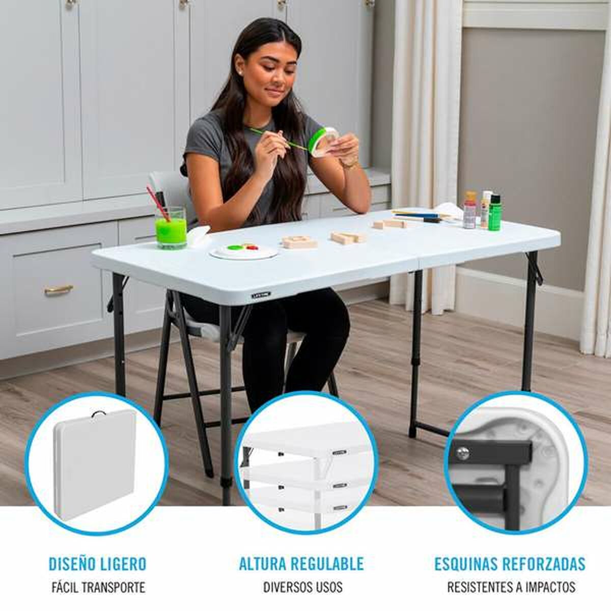 Tavolino Pieghevole Aggiuntivo Multiposizione Colorbaby 122 x 61 x 56 cm 8 S2433528_6