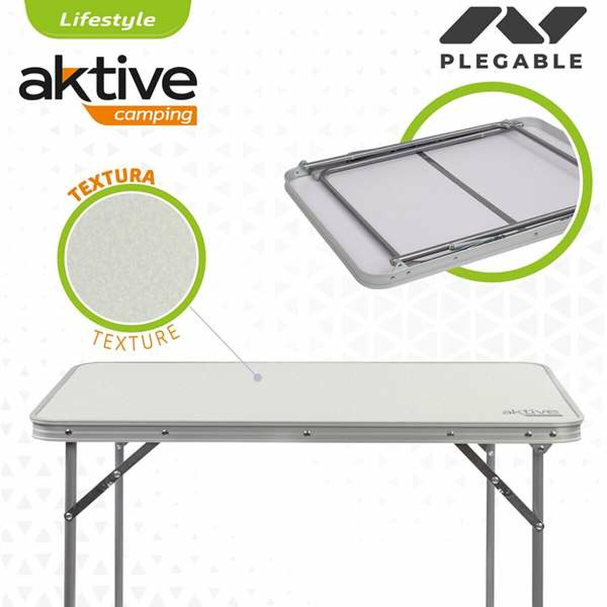 Tavolo Pieghevole Aktive Bianco Acciaio Legno MDF 80 x 60 x 70 cm 6 S2433325_4