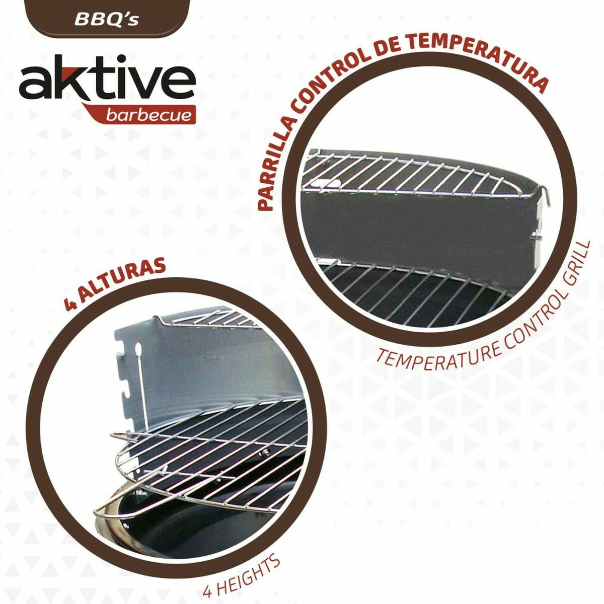 Barbecue a Carboni con Ruote Aktive 51 x 51 x 82 cm Nero 3 S2433341_1