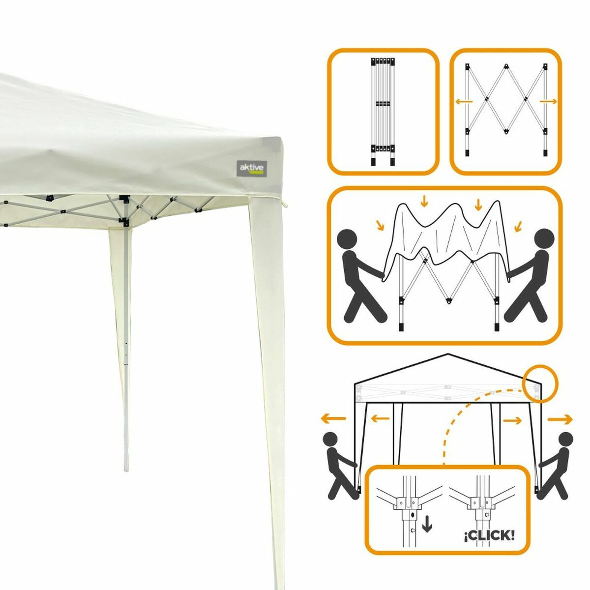 Gazebo Colorbaby Max-Air Bianco Stoffa Acciaio 300 x 300 x 250 cm 4 S2433449_2