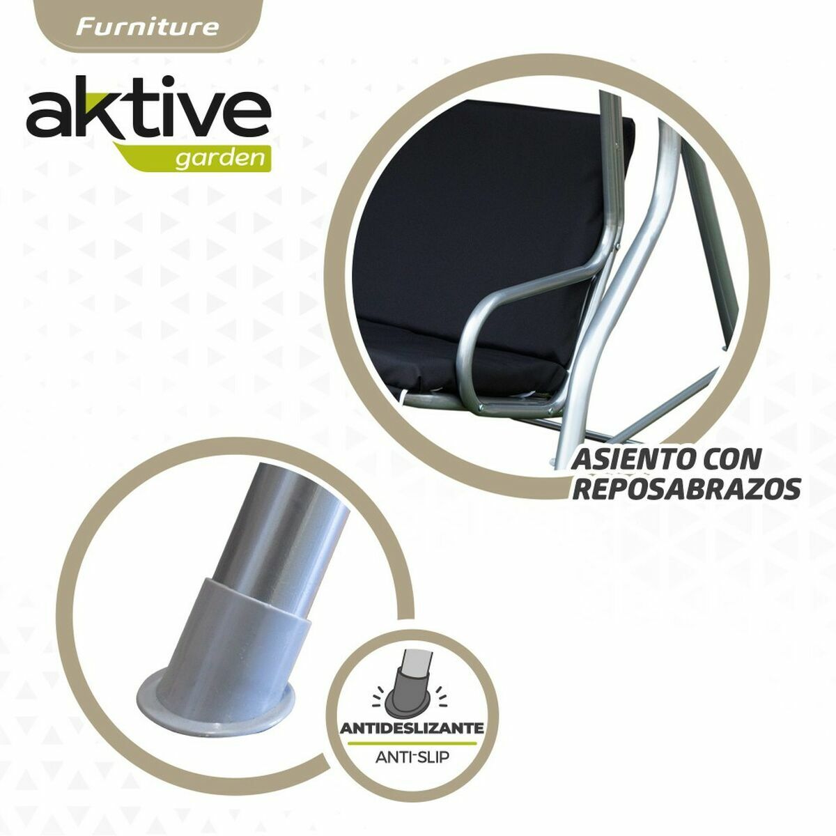 Altalena basculante Aktive 3 posti Nero 180 x 107 x 160 cm 6 S2433464_4