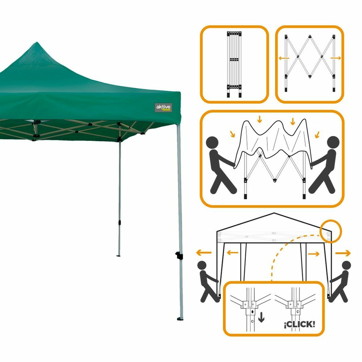 Gazebo Colorbaby Pieghevole Altezza regolabile Acciaio 300 x 300 x 220 cm 4 S2433485_2