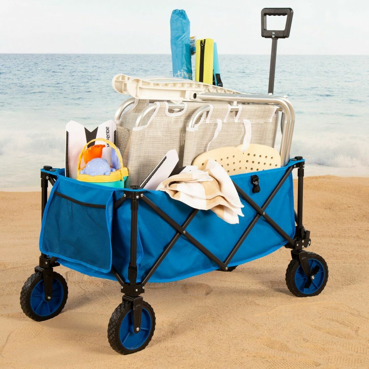 Carrello Multiuso Aktive Azzurro Nero 88 x 47 x 53 cm Pieghevole Spiaggia 4 S2455351_2