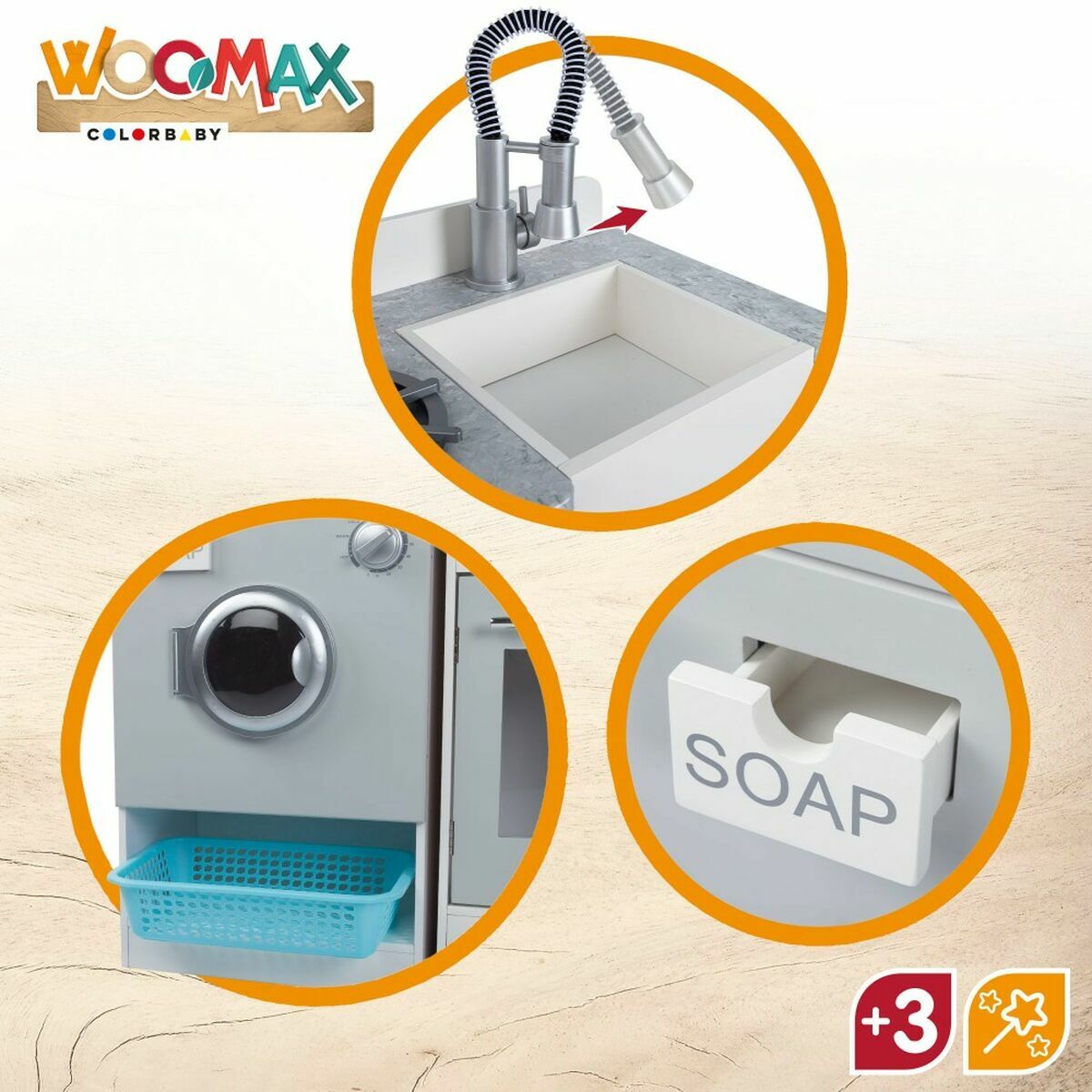 Cucina Giocattolo Woomax Legno 9 Pezzi 105 x 30 x 95 cm 3 S2433287_1