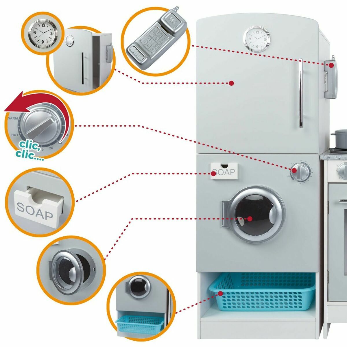 Cucina Giocattolo Woomax Legno 9 Pezzi 105 x 30 x 95 cm 4 S2433287_2