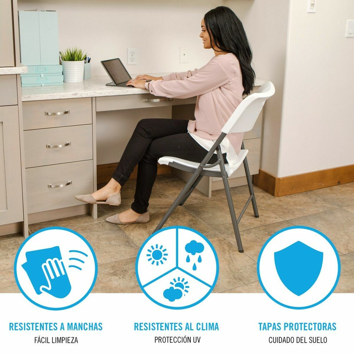 Sedia Pieghevole Lifetime Bianco 4 Unità 50 x 58 x 83 cm 5 S2433537_3