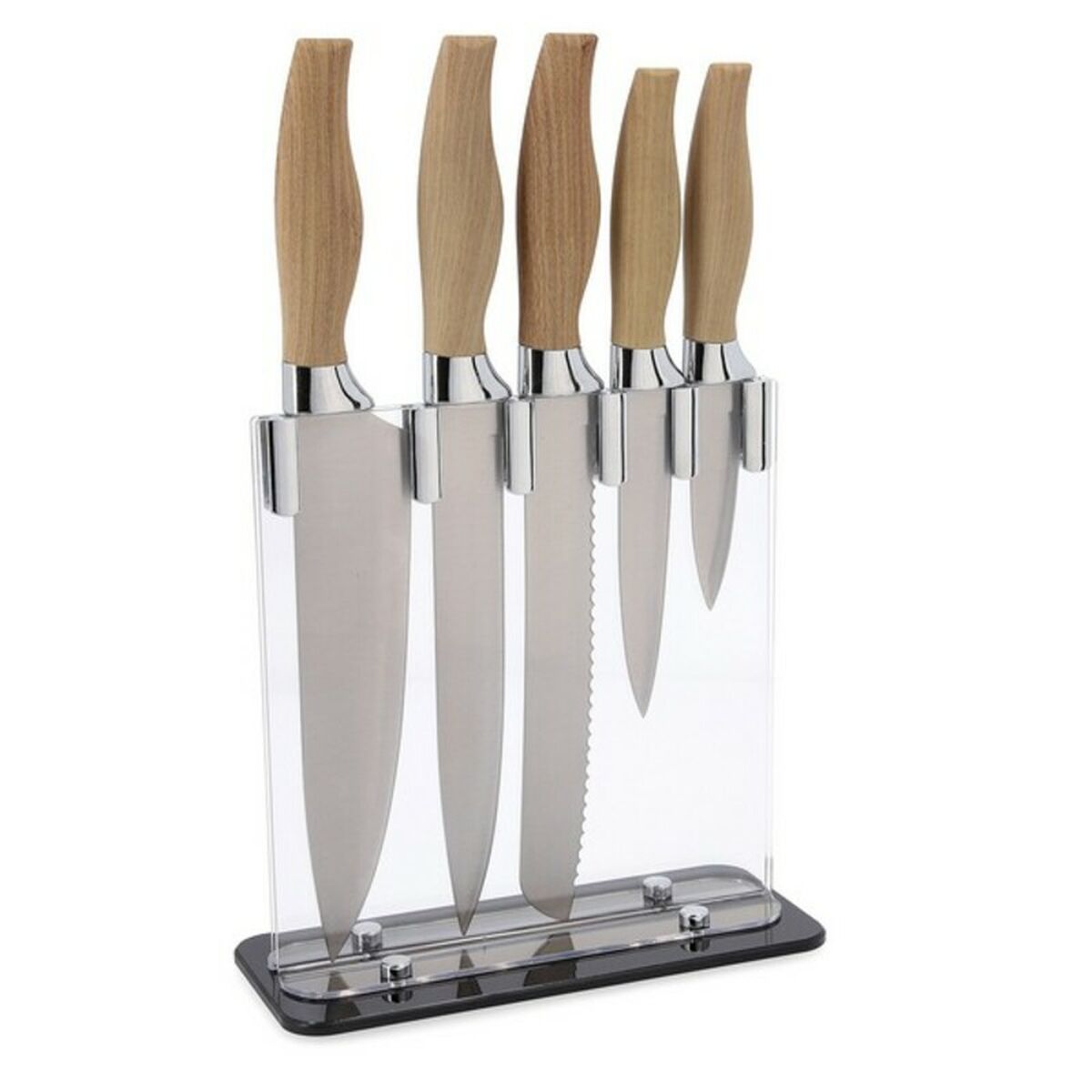 Set di Coltelli da Cucina con Supporto Quid Baobab (5 pcs) Marrone Metallo 2 S2700167_0