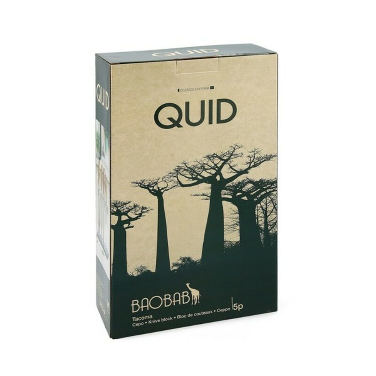 Set di Coltelli da Cucina con Supporto Quid Baobab (5 pcs) Marrone Metallo 4 S2700167_2