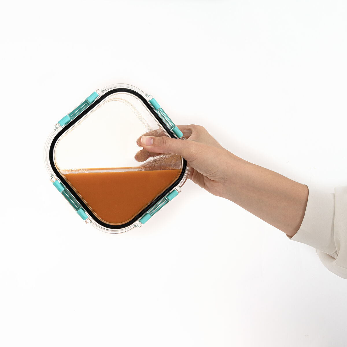 Porta pranzo Ermetico Quid Purity Quadrato 800 ml Trasparente Vetro (6 Unità) 5 S2711169_3