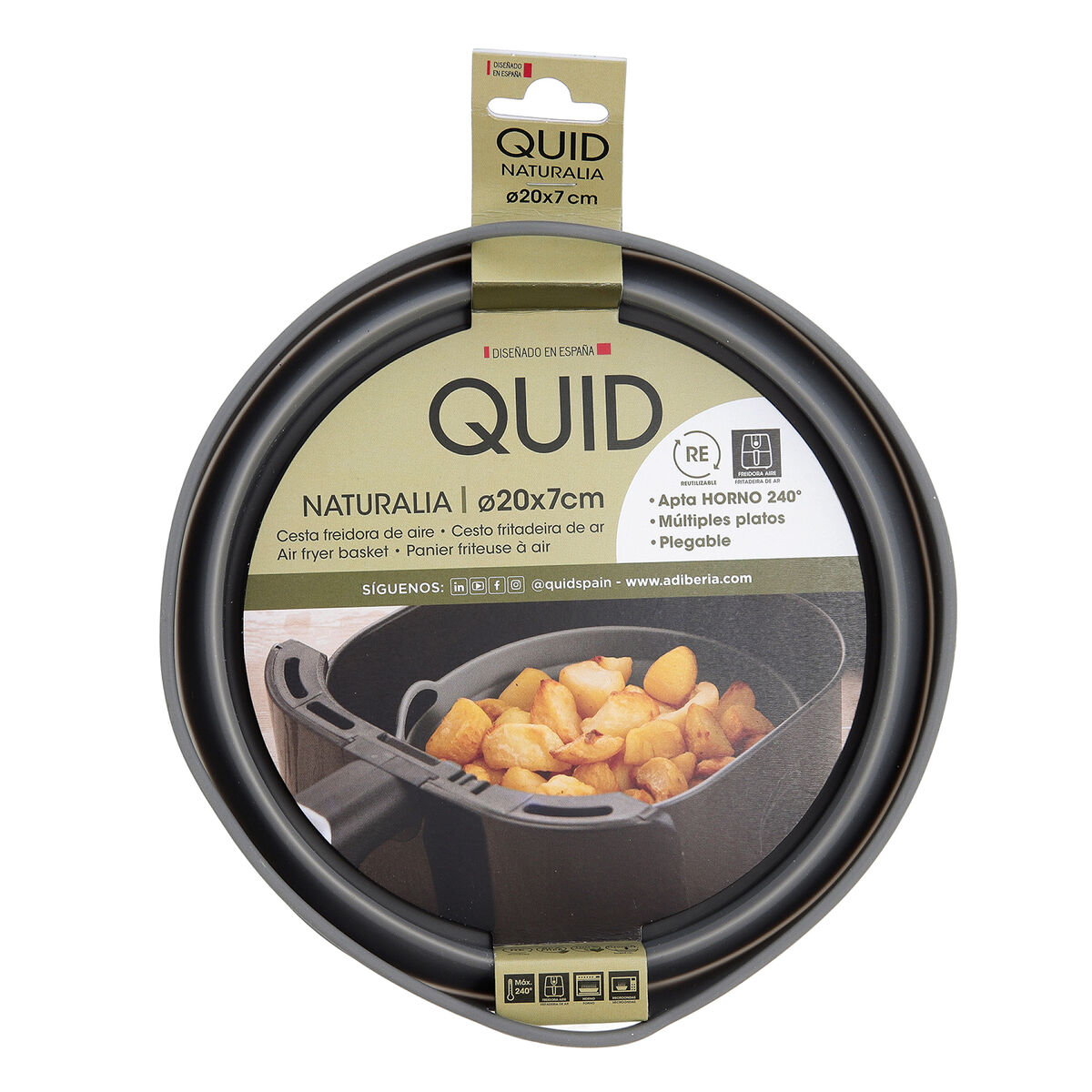 Cestello Pieghevole in Silicone per Friggitrice ad Aria Quid Naturalia 20 x 20 x 7 cm (12 Unità) 7 S2712293_5