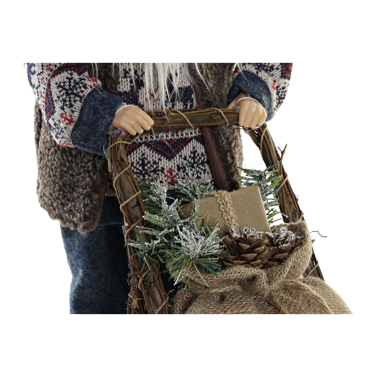 Decorazione Natalizia DKD Home Decor Azzurro Marrone Legno Babbo Natale 42 x 25 x 48 cm 3 S3035225_1