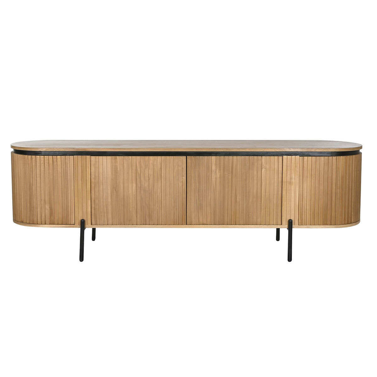 Mobile TV Home ESPRIT Nero Naturale Metallo Legno di paulownia 180 x 40 x 55 cm 9 S3054070_7