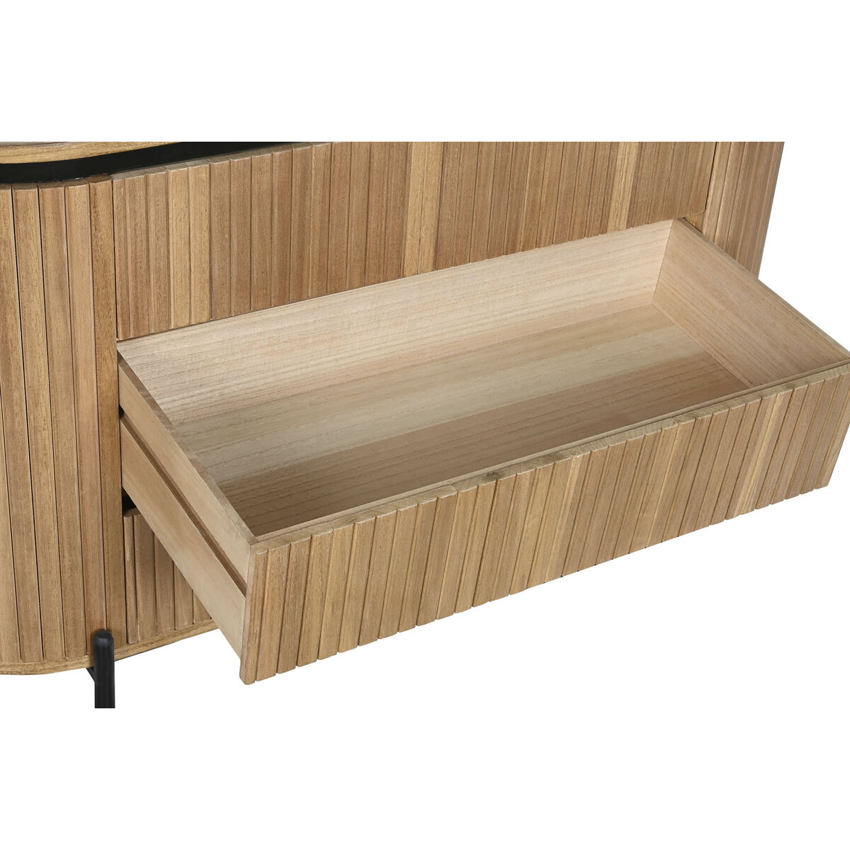 Cassettiera Home ESPRIT Nero Naturale Metallo Legno di paulownia 110 x 39 x 72 cm 5 S3054073_3