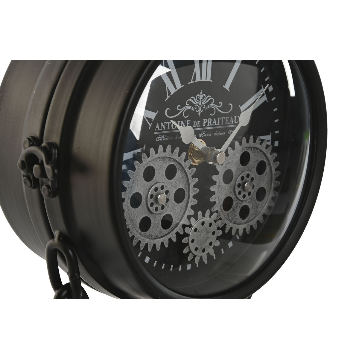 Orologio da Tavolo Home ESPRIT Nero Argentato Metallo Cristallo 18 x 17 x 33 cm 7 S3054021_5