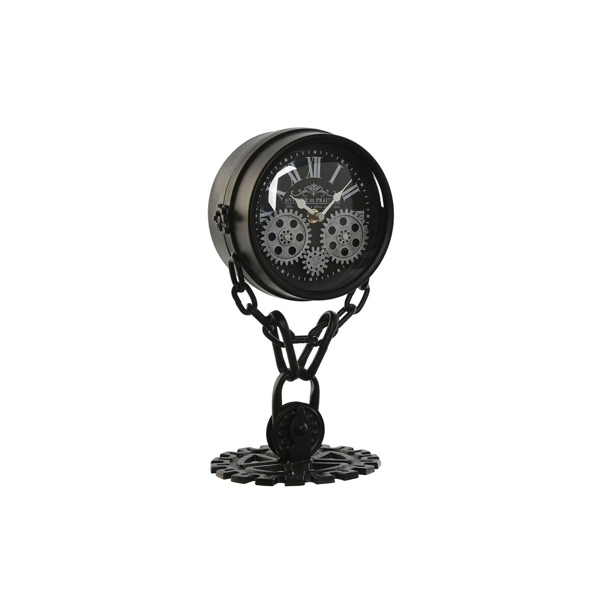 Orologio da Tavolo Home ESPRIT Nero Argentato Metallo Cristallo 18 x 17 x 33 cm 2 S3054021_0
