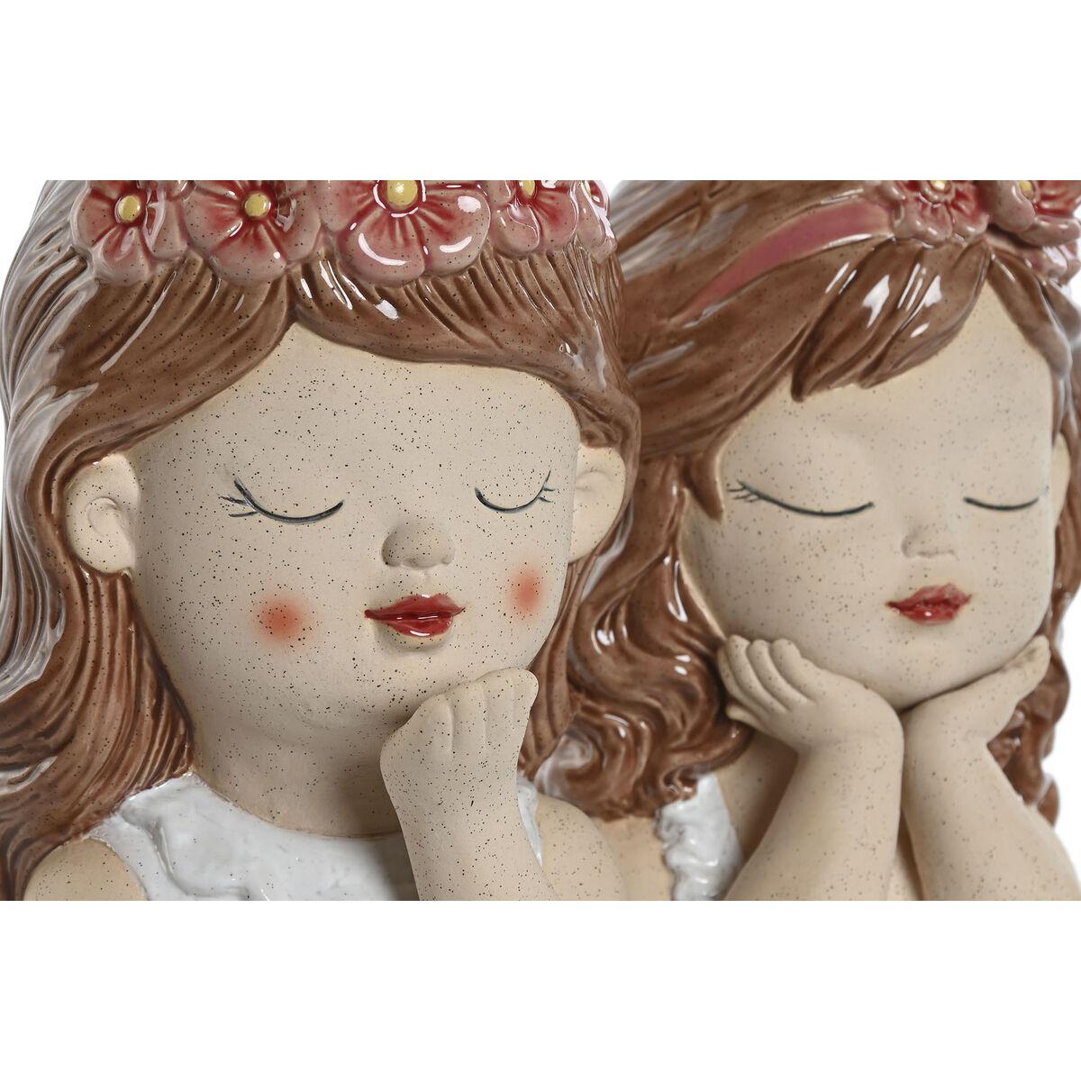 Vaso Home ESPRIT Bianco Beige Rosa Dolomite chica 12 x 14 x 18 cm (2 Unità) 3 S3057504_1