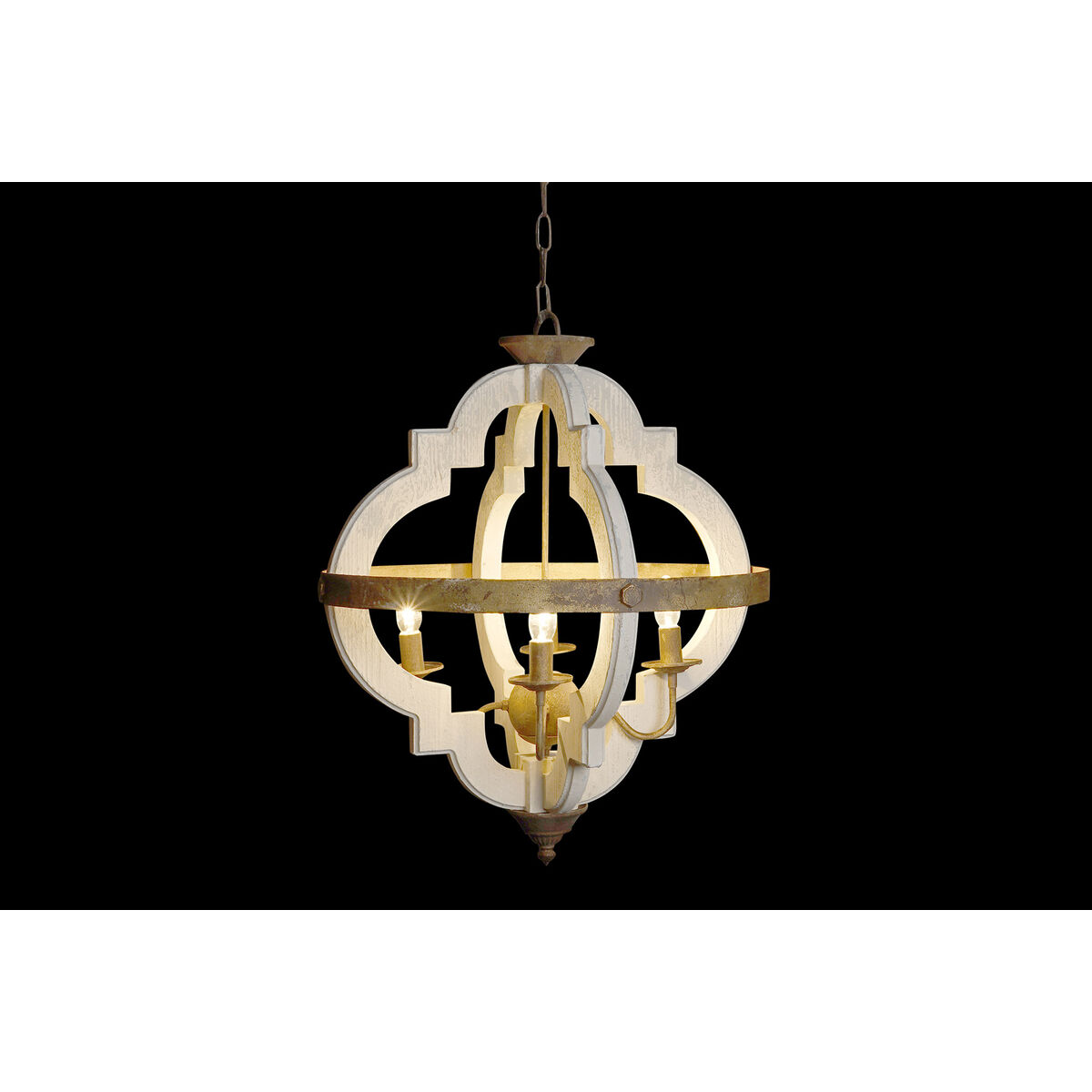 Lampadario Home ESPRIT Bianco Bronce Ferro Abete 40 W 63 x 63 x 74 cm 3 S3056227_1