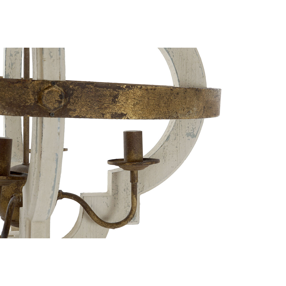 Lampadario Home ESPRIT Bianco Bronce Ferro Abete 40 W 63 x 63 x 74 cm 6 S3056227_4