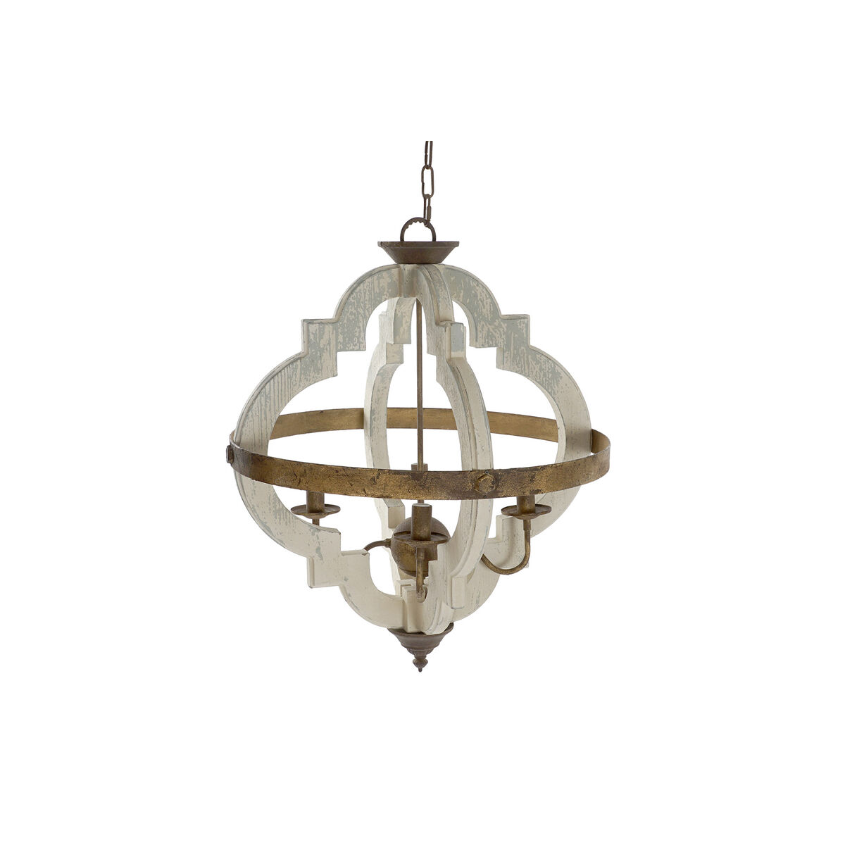 Lampadario Home ESPRIT Bianco Bronce Ferro Abete 40 W 63 x 63 x 74 cm 2 S3056227_0