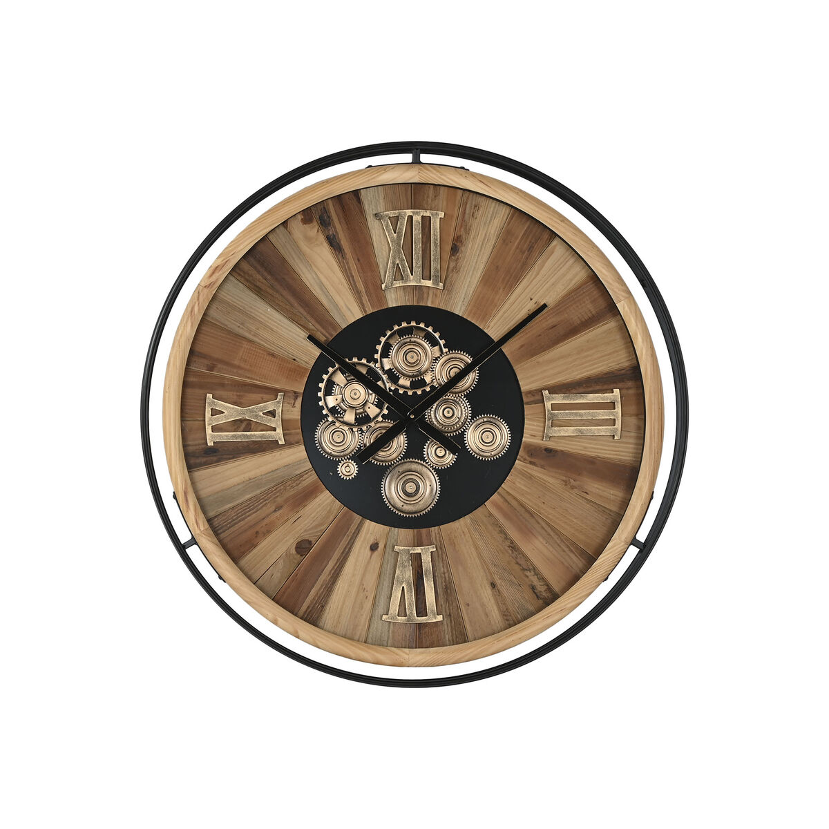 Orologio da Parete Home ESPRIT Nero Naturale Cristallo Legno di pino 87,2 X 8 X 87,2 cm 2 S3059280_0