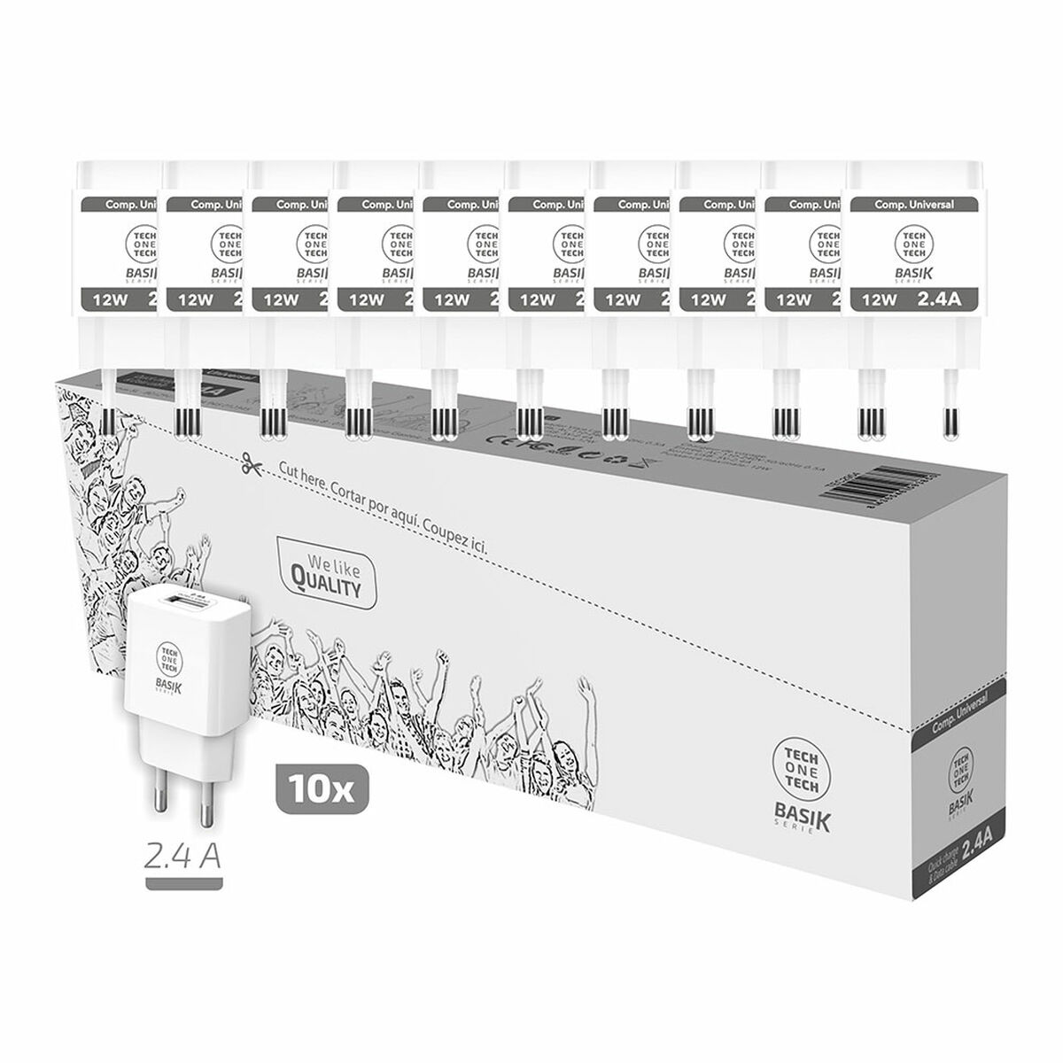 Caricabatterie da Parete Tech One Tech Basik USB-A 2 S7922459_0