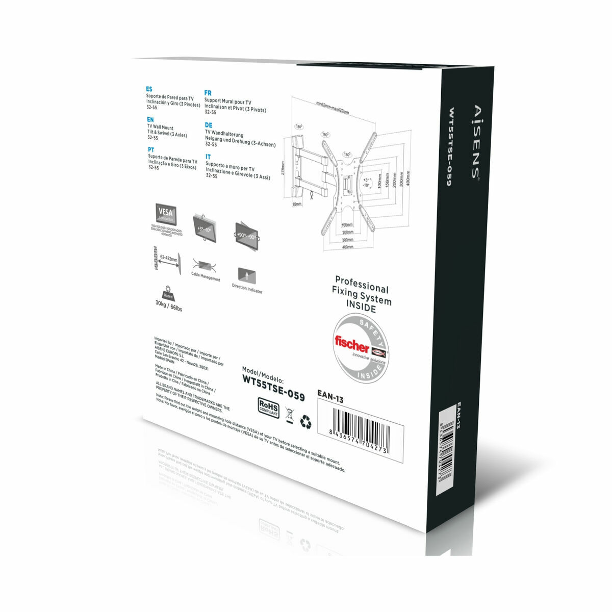 Supporto da Parete Aisens ECO Girevole Inclinabile Televisione Monitor Nero 7 S8400232_5