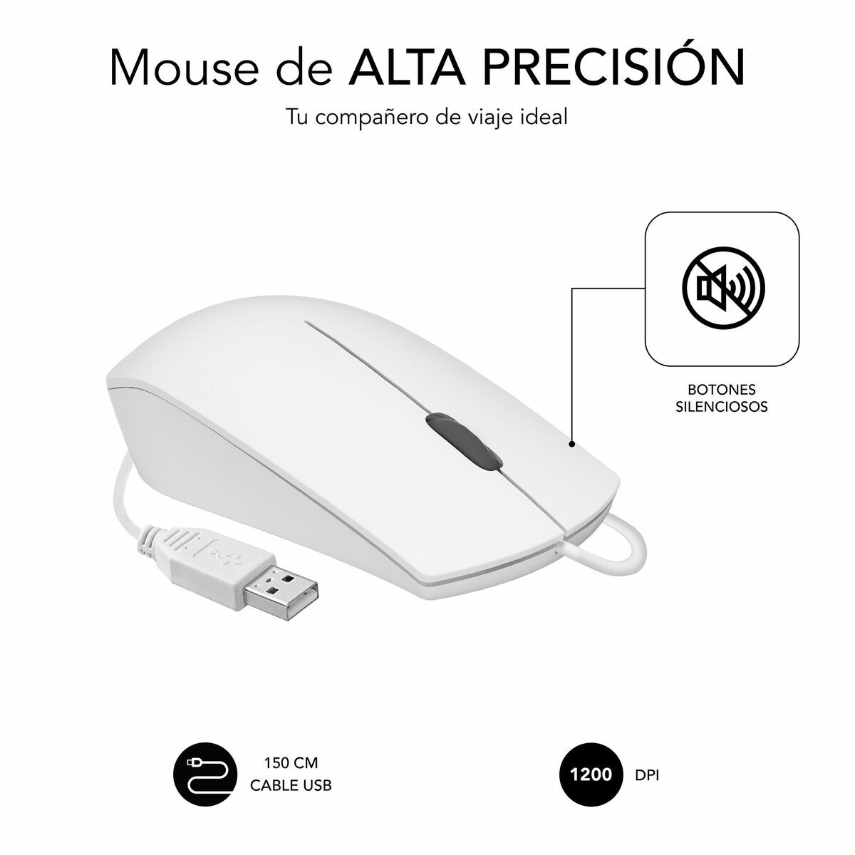 Mouse Subblim SUBMO-B2BS002 Bianco 1200 DPI 4 M0518070_2