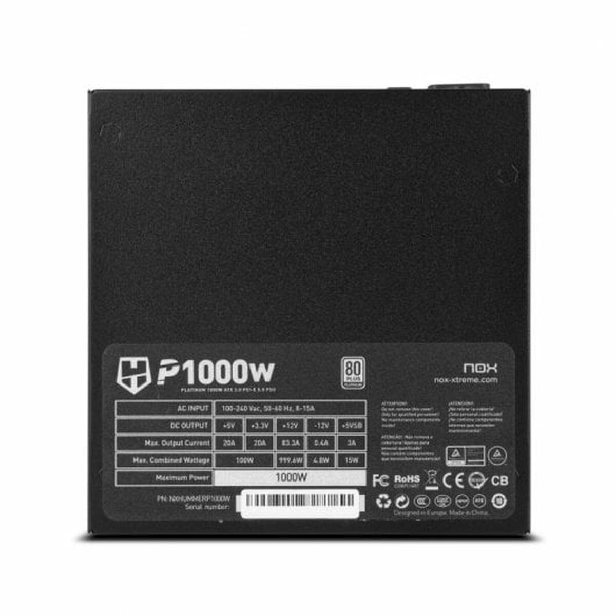 Fonte di Alimentazione Nox-Xtreme P1000W 1000 W 80 PLUS Platinum 5 S5626729_3