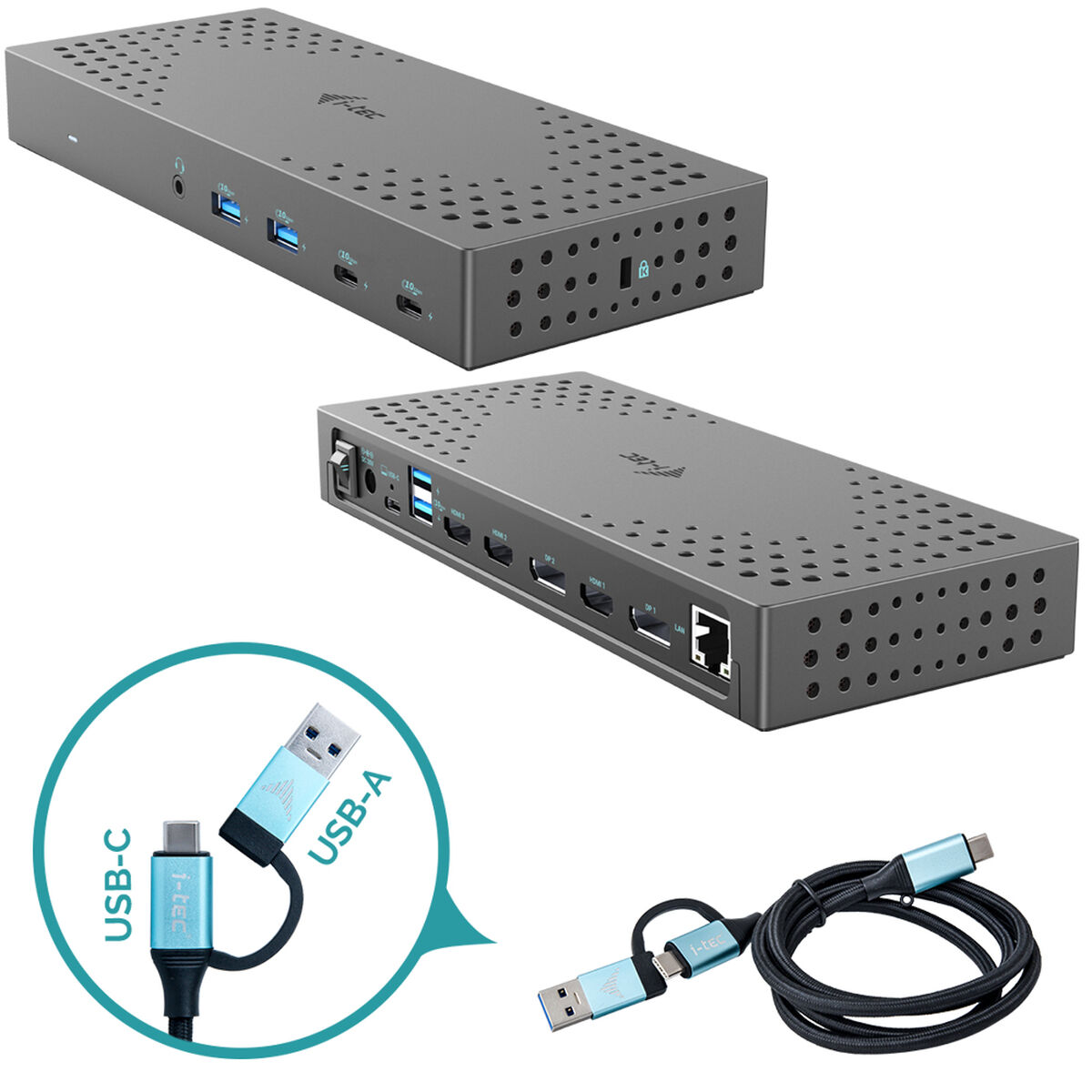 Hub USB i-Tec USB 3.0 / USB-C / Thunderbolt, 3x 4K Docking Station Gen 2 + Power Delivery 100W 2 S7786654_0