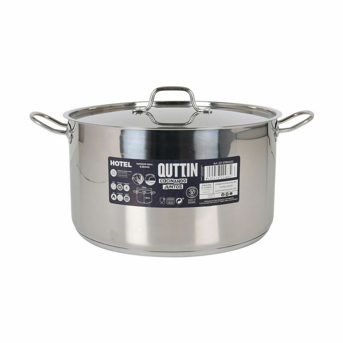 Pentola con Coperchio Quttin Hotel Acciaio ø 32 x 18 cm (2 Unità) 3 S2226806_1