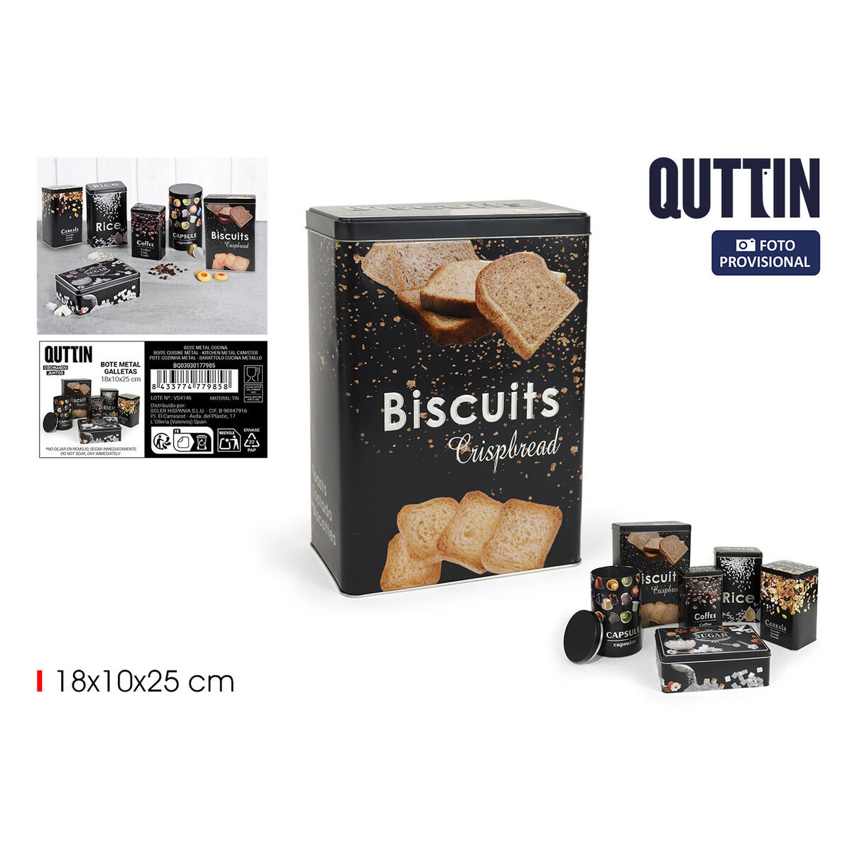 Barattolo in Metallo Quttin BISCUITS (12 Unità) 3 S2238678_1