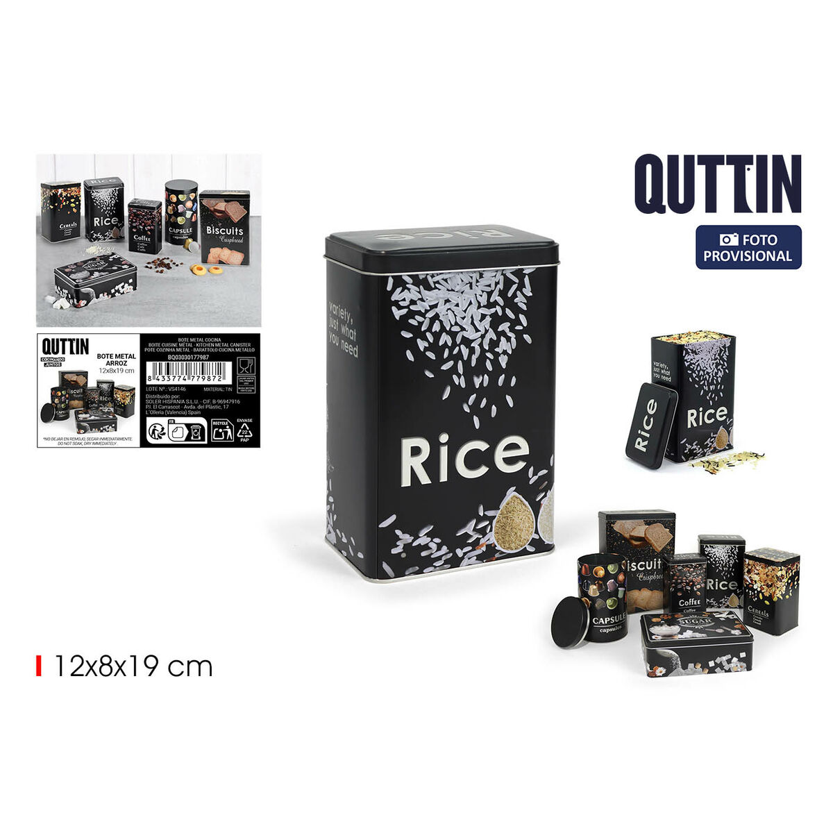Barattolo in Metallo Quttin RICE (12 Unità) 3 S2238682_1