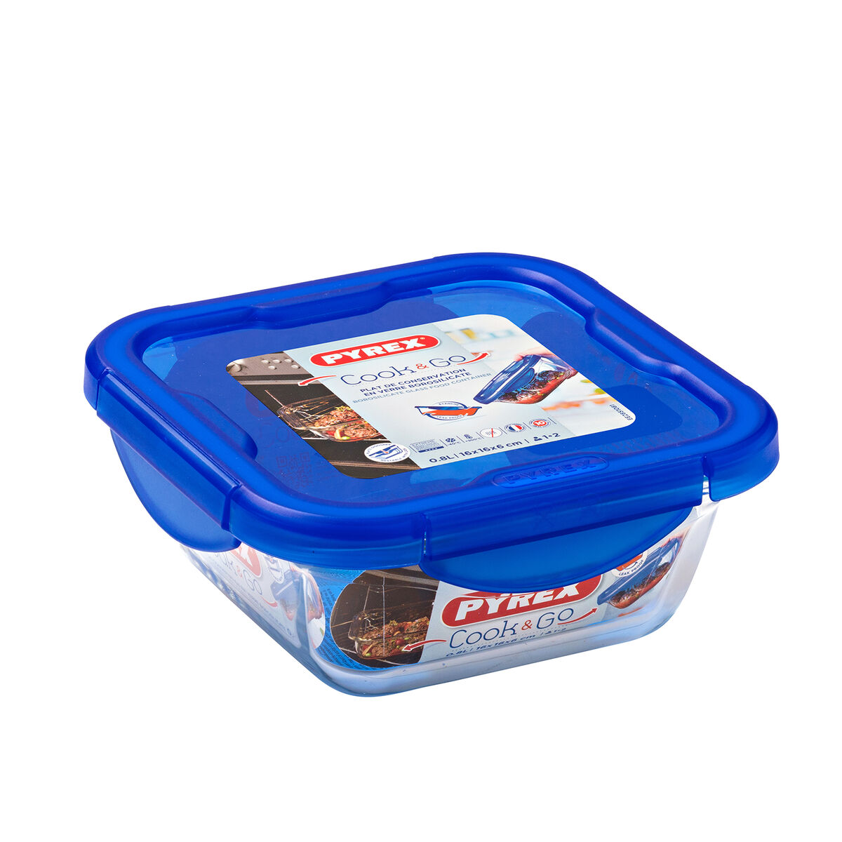 Porta pranzo Ermetico Pyrex Cook & Go 16,7 x 16,7 x 7 cm Azzurro 850 ml Vetro (6 Unità) 4 S2706983_2