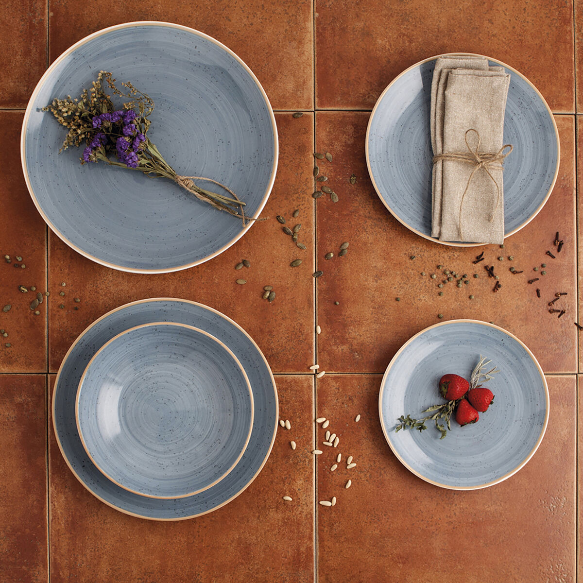 Piatto da pranzo Ariane Terra Azzurro Ceramica Ø 27 cm (6 Unità) 3 S2707992_1