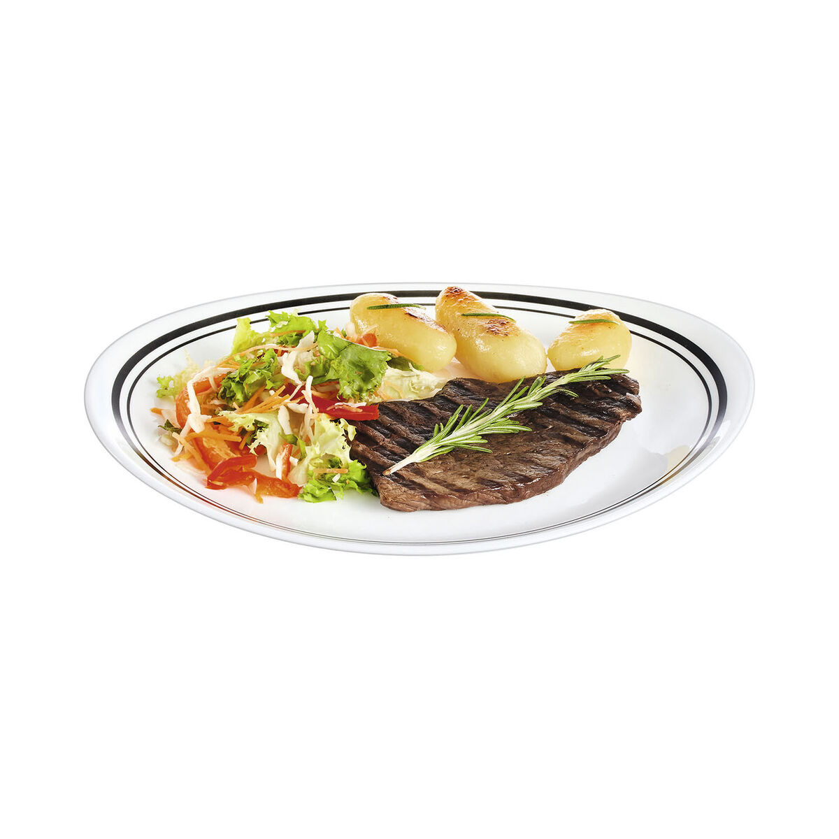Piatto da pranzo Luminarc Friends Time Bistr Bianco/Nero Vetro Ø 30 cm Carne (12 Unità) 3 S2710576_1