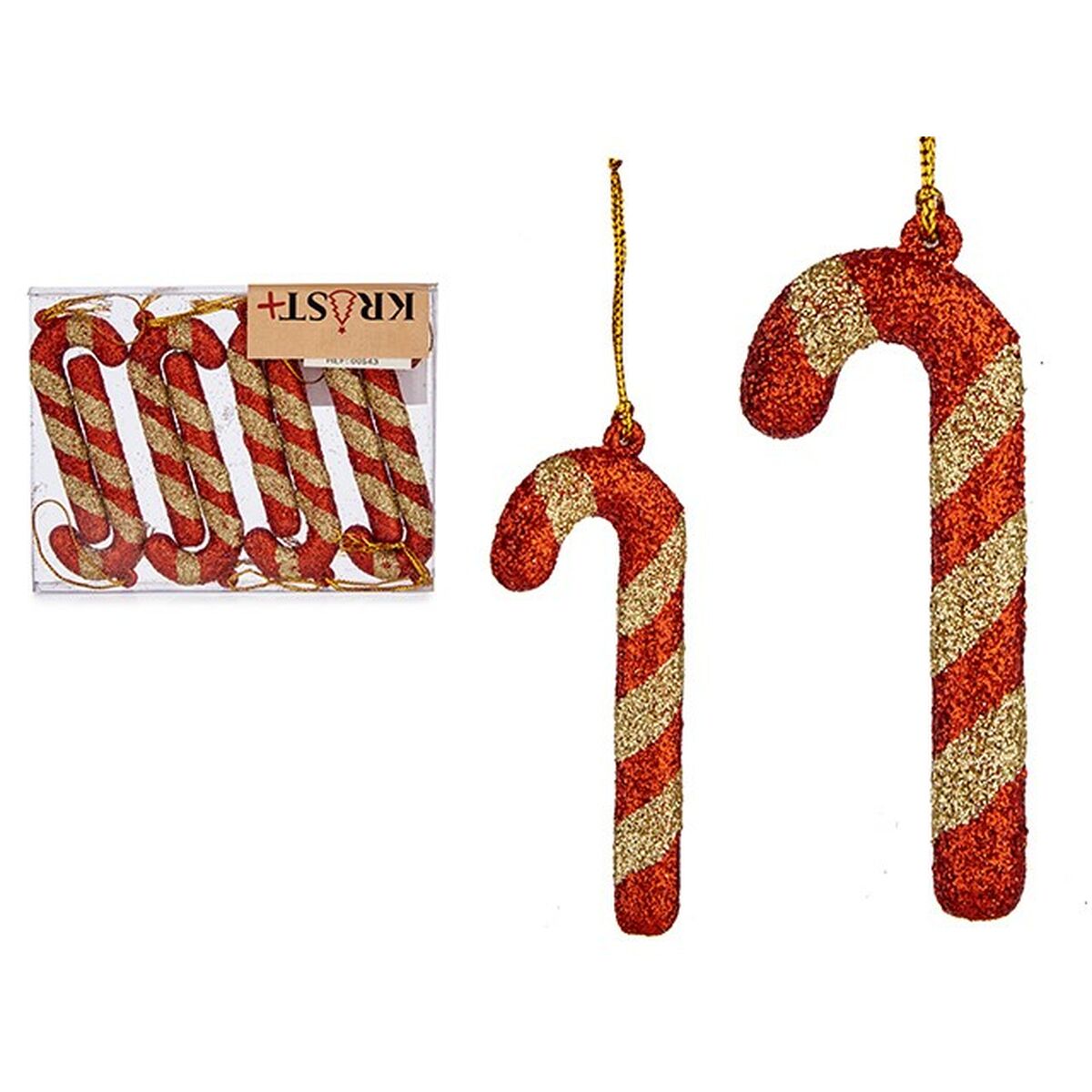 Set di Addobbi di Natale Bastone 8 Pezzi Rosso Dorato Plastica 6,5 x 1 cm (24 Unità) 4 S3631735_2