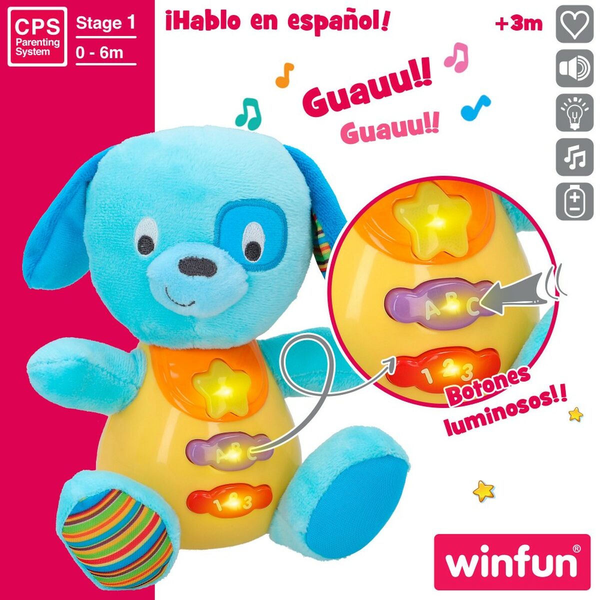 Peluche con Suono Winfun Cane 15,5 x 16,5 x 11,5 cm (6 Unità) 4 S8900136_2