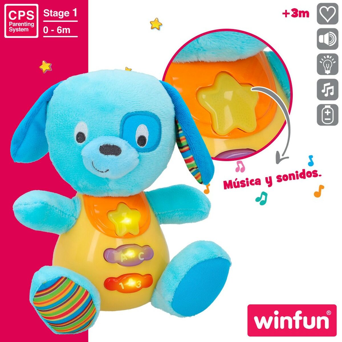 Peluche con Suono Winfun Cane 15,5 x 16,5 x 11,5 cm (6 Unità) 5 S8900136_3