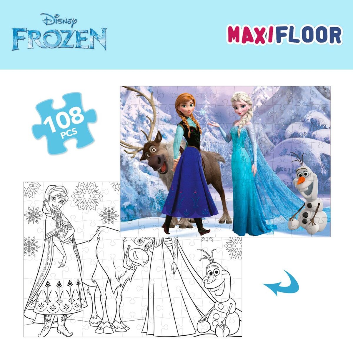 Puzzle per Bambini Frozen Double-face 108 Pezzi 70 x 1,5 x 50 cm (6 Unità) 4 S8902567_2