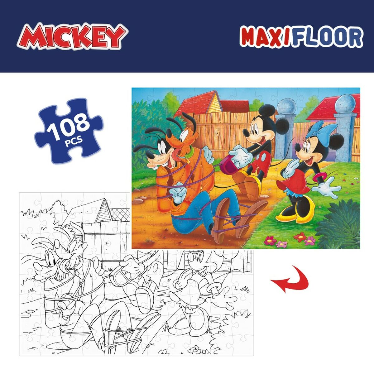 Puzzle per Bambini Mickey Mouse Double-face 108 Pezzi 70 x 1,5 x 50 cm (6 Unità) 4 S8902569_2