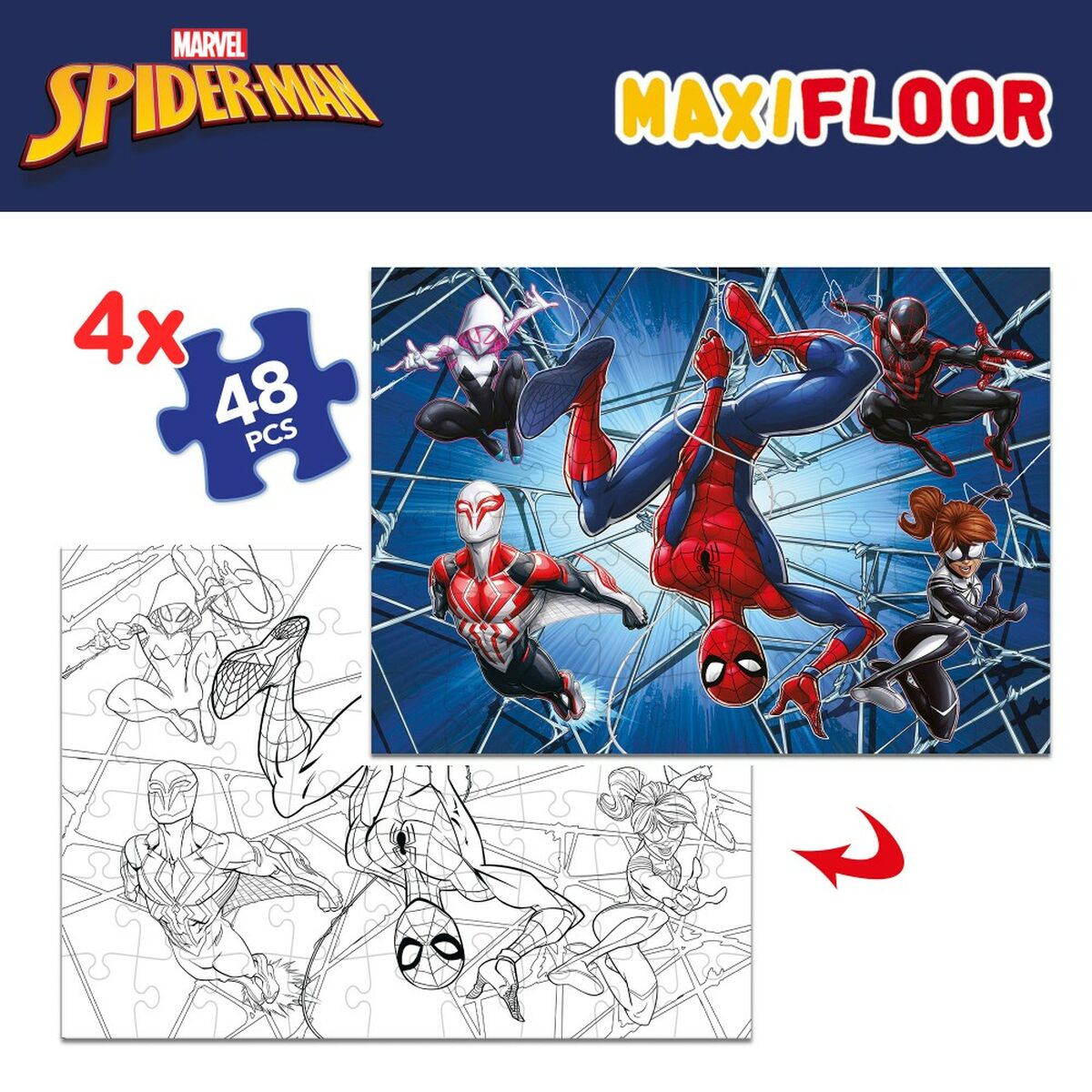 Puzzle per Bambini Spider-Man Double-face 4 in 1 48 Pezzi 35 x 1,5 x 25 cm (6 Unità) 4 S8902573_2
