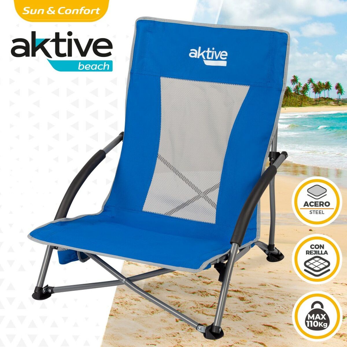 Sedia da Spiaggia Aktive Azzurro 50 x 67 x 51 cm (4 Unità) 4 S8902976_2