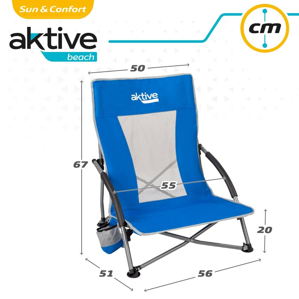 Sedia da Spiaggia Aktive Azzurro 50 x 67 x 51 cm (4 Unità) 8 S8902976_6