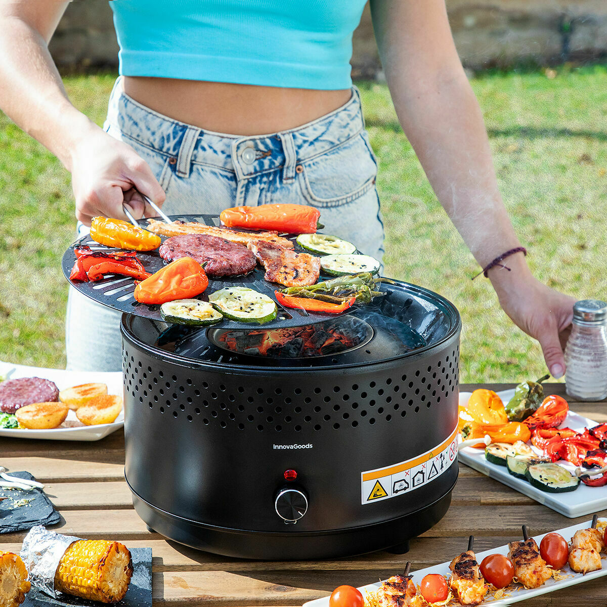 Barbecue a Carbone Portatile Senza Fumo InnovaGoods Ferro (Ricondizionati B) 2 V0708455_0