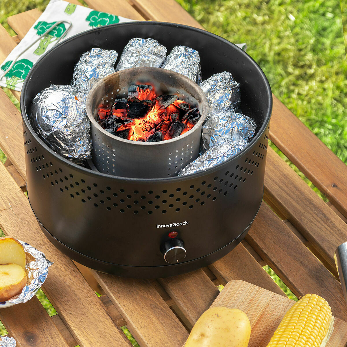 Barbecue a Carbone Portatile Senza Fumo InnovaGoods Ferro (Ricondizionati B) 4 V0708455_2