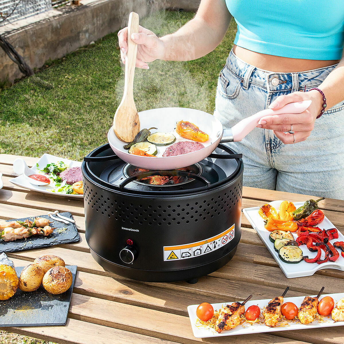 Barbecue a Carbone Portatile Senza Fumo InnovaGoods Ferro (Ricondizionati B) 5 V0708455_3
