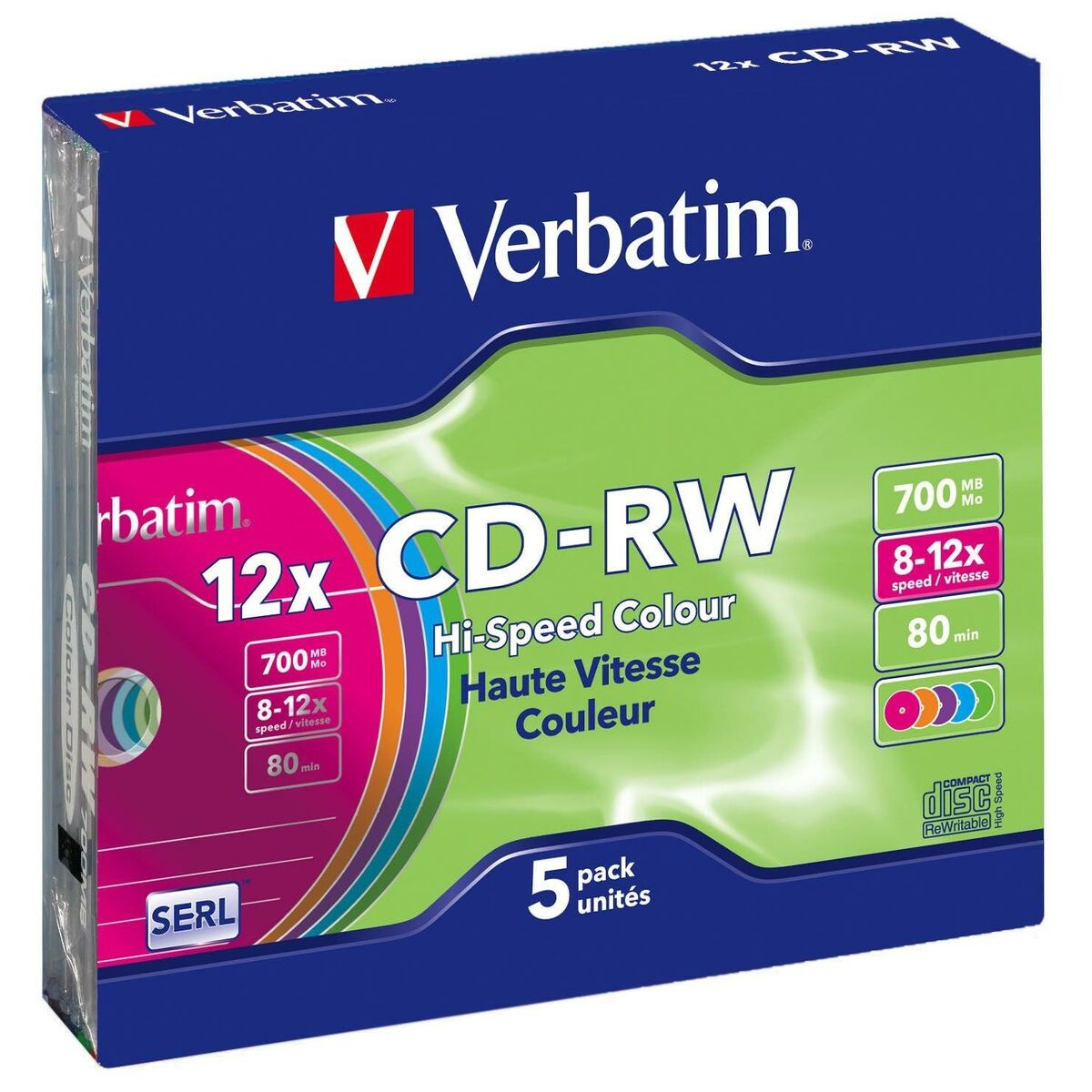 CD-R Verbatim CD-RW Colour 12x 700 MB 12x (5 Unità) 2 S8431028_0